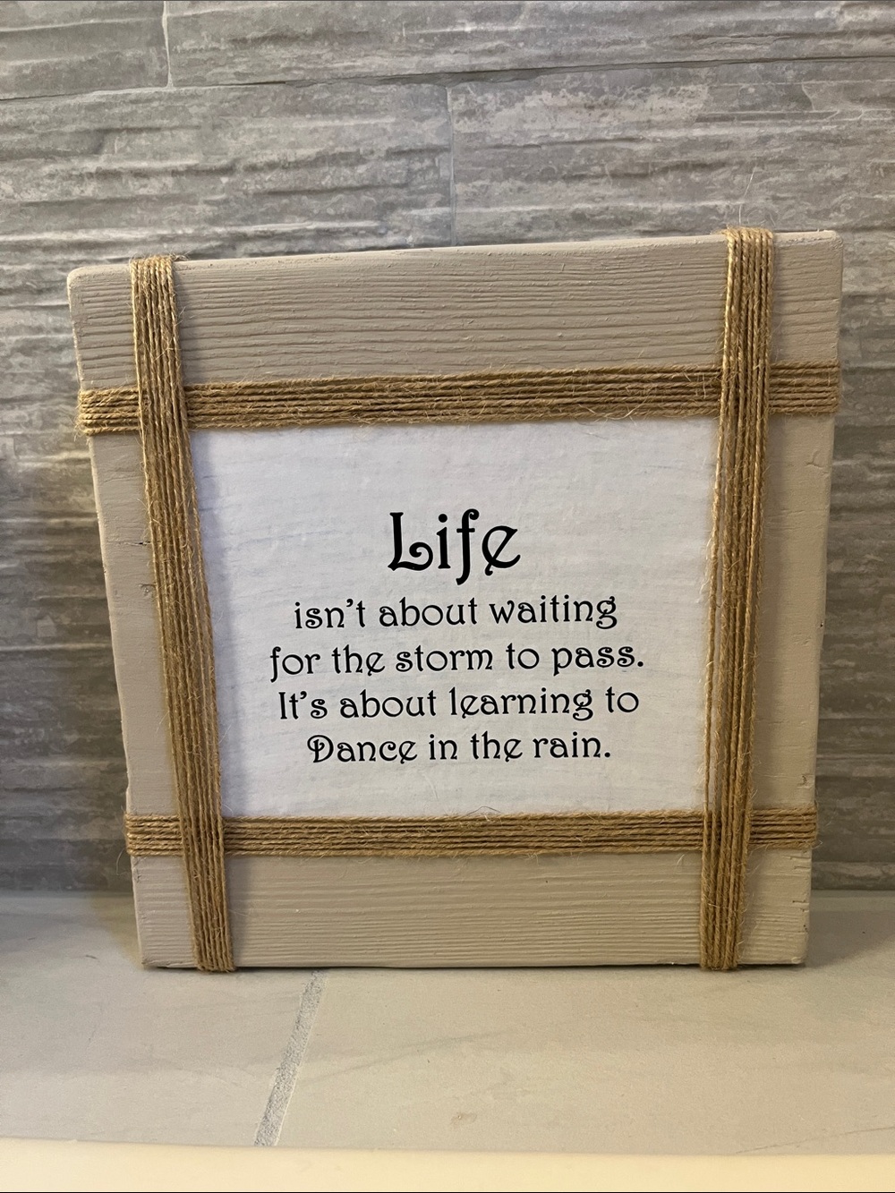 Inspirational Beige & White Wall Plaque - Life Quote by